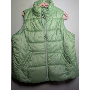 ANORAK Women's Chevron Puffer Vest In Lime‎ Green Size Large Packable
